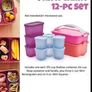 Tupperware Pack n Carry 12 Pc Set Basic Bright with Carrier Handle NEW